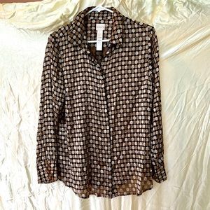Sheer Chico’s long sleeve blouse, excellent condition